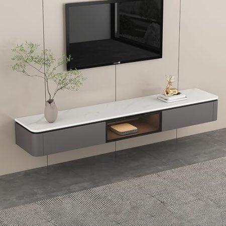 Wandmontierter, schwebender TV-Console, Wandmontierte Entertainment-Center-Console mit Aufbewahrungs-Schubladen, Wandmontierter TV-Schrank unter dem Fernseher, Entertainment-Medien-Console-Center.(Gra