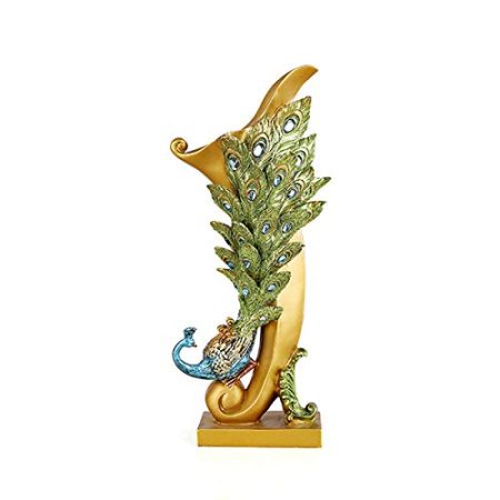 ZTIANEF Dekoartikel Tierstatuen Gartenfiguren Exquisite Pfau Home Dekoration Ornament Handgemachte Harz Figuren Tv Schrank Dekor Zubehör Pfau Blumenvase Skulptur