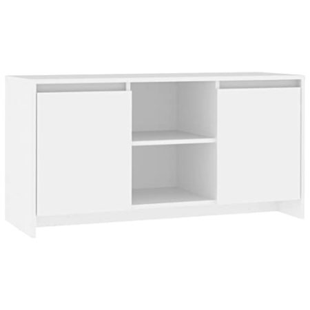 vidaXL TV Schrank mit Türen Fächern Lowboard TV Möbel Sideboard Fernsehtisch Fernsehschrank HiFi-Schrank Weiß 102x37,5x52,5cm Holzwerkstoff