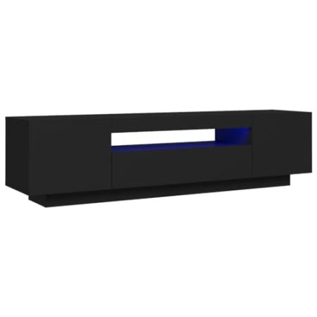 vidaXL TV Schrank mit LED-Leuchten Lowboard Sideboard Fernsehschrank Fernsehtisch TV Möbel Tisch Board HiFi-Schrank Schwarz 160x35x40cm