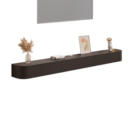 Generisch Schwebender TV-Ständer zur Wandmontage, Holz-TV-Ständer für Wohnzimmer, Entertainment-Center, TV-Schrank, schwebende TV-Konsole (Farbe: Schwarz, Größe: 140 cm)