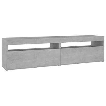 GaRcan 2X TV-Schränke mit LED-Leuchten, Medieneinheit, TV-Ständer, HiFi-Beistellschrank, Sideboard, Entertainment-Center, Innenmöbel, Betongrau