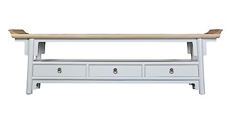 Fine Asianliving Chinesischer TV Bank Greige Qiaotou B180xT40xH55cm Chinesischer TV Schrank China Oriental Asiatique Fernsehschrank TV Regal TV Tisch TV Möbel TV Board