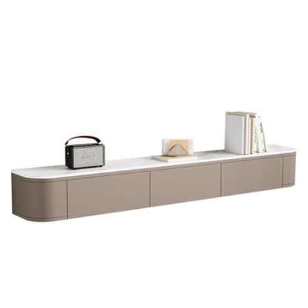 HOLGVE TV Schrank, An Der Wand Montierter Fernsehtisch, Steinplatten-Arbeitsplatte, Schwebende Fernsehschrank Mit Kabellöchern, TV Lowboard(120x19cm/47.2x7.4 inches)