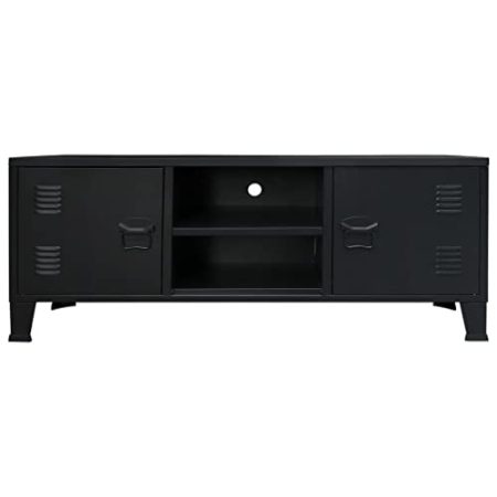 ZYMEN TV-Schrank, 120 x 35 x 48 cm, schwarz-metallic, Sideboard-Kommode im industriellen Stil Commemoration Day