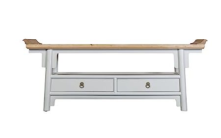 Fine Asianliving Chinesischer TV Bank Greige Qiaotou B140xT38xH55cm Chinesischer TV Schrank China Oriental Asiatique Fernsehschrank TV Regal TV Tisch TV Möbel TV Board