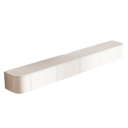 WNGJZZYC Moderner Wandmontierter TV Schrank, Fernsehschrank Holz, Fernsehtisch mit Großem Stauraum, TV Möbele, TV Unterhaltungszentrum für Wohnzimmer und Büro(White,220x30x20cm/87x12x8in)