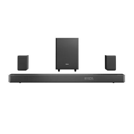 Hisense AX5125H 5.1.2 Soundbar mit kabellosem Subwoofer und Rücklautsprechern, 500W, Dolby Digital Plus, Dolby Atmos, Bluetooth, HDMI eARC/Optical/AUX/USB, Schwarz (2024)