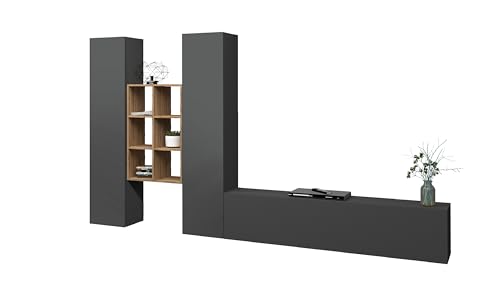 TV-Möbel-Set Natasha | TV-Schrank, Stauschränke und Ablagefächer | schwebend | Anthrazit-farbig