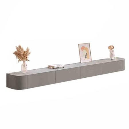 WNGJZZYC TV Schrank aus Massivholz, Wandmontierte Fernsehschrank, TV Tisch mit Schubladen, Fernseher Tisch für das Wohnzimmer, Fernsehtisch Holz(Grau,200x24x20cm/79x9.5x8in)