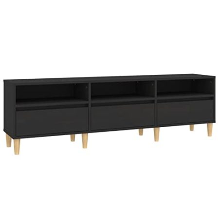 GaRcan TV-Schrank, TV-Ständer für Schlafzimmer, Wohnzimmer, Esszimmer, Medieneinheit mit Regalen, Unterhaltungszentrum, geräuchertes Eichenholz (schwarz 150 x 30 x 44,5 cm)
