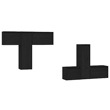 GaRcan 6 x TV-Schränke aus massivem Kiefernholz für Zuhause, Innenbereich, Wohnzimmer, Unterhaltungszentrum, Wandmontage, Hängeregal, schwimmende Aufbewahrung, TV-Ständer (schwarz)