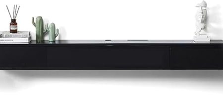 ZHENCHAO Schwebender TV-Ständer, Entertainment-Medienkonsole mit Stauraum, an der Wand montierter schwebender TV-Schrank für Schlafzimmer und Wohnzimmer, große TV-Bank mit Stauraum, Schwarz