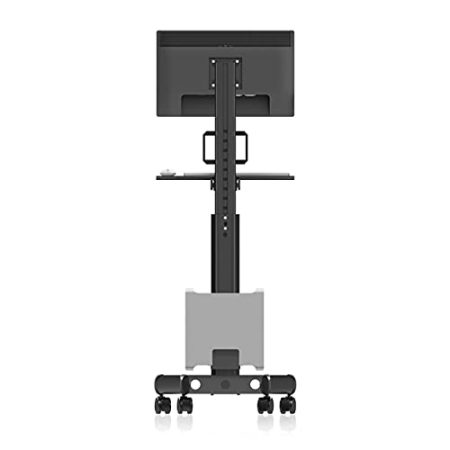 JIAQUAN-SHOP Überwachungsstand Single Monitor Mobile Warenkorb 17"-32" Bodenständiger Monitorstand LCD-TV-Stand- höhenverstellbarer Monitorhalterung mit Tastatur und Hosthalterung Zubehör montieren