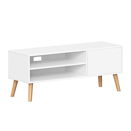 VASAGLE TV-Schrank, Lowboard, Fernsehschrank für Fernseher bis zu 55 Zoll, 120 cm lang, Fernsehtisch, für Wohnzimmer, Industrie-Design, weiß LTV120T46