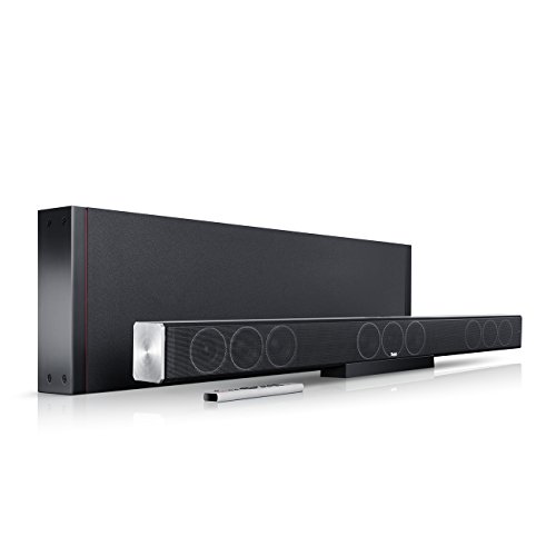 Teufel CINEBAR TRIOS 3.1-Set - Soundbar mit Kabellosem Flach Subwoofer, Aluminium Gehäuse, Dolby Audio, NFC, Bluetooth aptX, HDMI 3D ARC CEC - Titan
