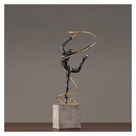 ZCCZJS Heimdekoration Zubehör Kunstturnen Sportlerin winkt mit einem Band Dekoration Figur Wohnzimmer Ornament Geschenk (Farbe: A)