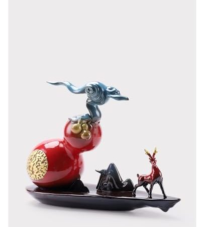 ZXXDSMYF Schreibtisch-Dekoration, Heimdekoration, Keramik-Kürbis-Ornamente, Hirsch, Wohnzimmer-Ständer, TV-Schrank, Eingangsdekoration, Zen-Kaffeetisch-Dekor, Schreibtisch-Zubehör