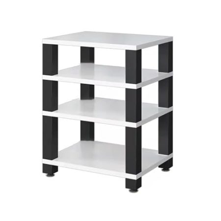 TV Rack HiFi Regal Audio Schrank Beistelltisch Plattenspieler Schallplattenständer Multifunktionales Ablageregal Stabiler Metallrahmen Einfach zu montieren für Wohnzimmer Büro.(Wit,60x40x78.5cm)