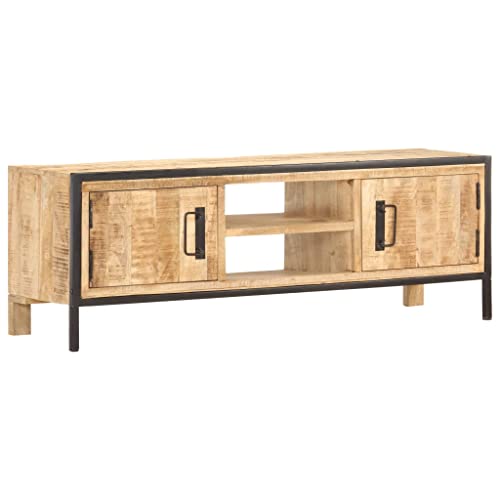 VACARX TV-Schrank, 120 x 30 x 40 cm, Mangoholz, Artikelfarbe: Braun und Schwarz