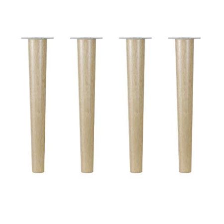 WYRMB Möbelbeine aus massivem Eichenholz, Sofabeine, Couchtischbeine, Schrankfüße, konische Ersatzbeine für TV-Schränke, Schminktische, Bücherregal, Bank, mit Zubehör, 4er-Set (38,2 cm/15 Zoll)