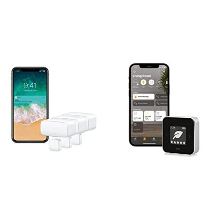 Eve Door & Window 3er Set - Smarter Kontaktsensor & Room - Raumklima- & Luftqualitäts-Monitor für saubere und gesunde Luft, misst Schadstoffkonzentration, Temperatur und Luftfeuchtigkeit