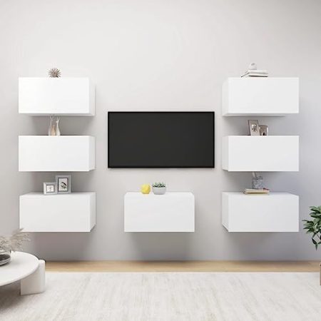 TEKEET TV-Schränke, 7-teilig, weiß, 30,5 x 30 x 60 cm, Holzwerkstoff