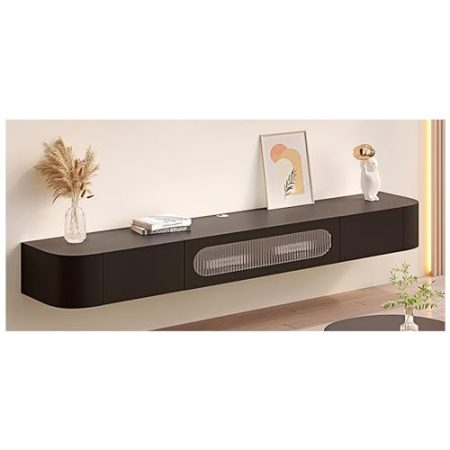 TV Schrank An der Wand montierter TV-Schrank mit Schubladen und Tür, schwebende Medienkonsole aus Holz mit Kabelmanagementloch, modernes Lagerregal für Entertainment-Center, TV-Ständer für das Wohnzim