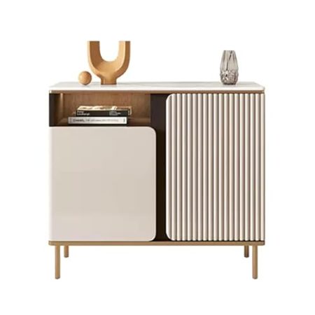 JIAOCKJIAO Hoher TV Schrank, mit Kabelloch, Moderner Fernsehschrank, Tischplatte aus Felsplatte, TV Board mit Offenem Stauraum, Tv Sideboard Wohnzimmer(31x12x31in/80x30x80cm)