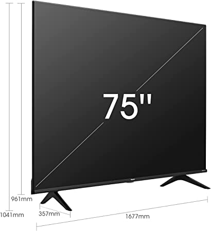 Hisense 75A6GG 189cm (75 Zoll) Fernseher, 4K UHD, HDR, Dolby Vision, Triple Tuner DVB-C/S/ S2/ T/ T2, Smart-TV, Bluetooth, WiFi, Alexa Built-In, DTS Virtual X,Hotel Mode, Schwarz [2022 ]