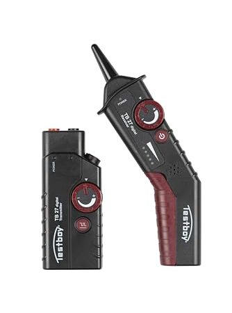 Testboy 27 Digital Leitungssucher-Set, fremdspannungsgeschützt bis 400 V (für Spannungs- und nicht Spannungsführende Leitungen (auch im Erdboden), einstellbarer Sende- & Empfangspegel), Schwarz
