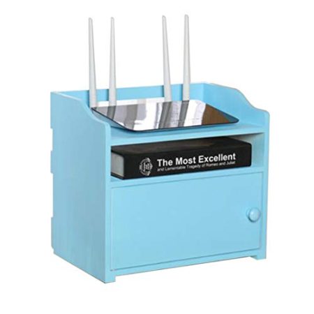 Generic TV-Decken-Wandhalterungen Wandhalterung Aufbewahrungsbox Wohnzimmer Multimedia-Zubehör Set-Top-Box Regal Pine ThreeLayer Box, 4 Farben Funktionales Aufbewahrungsregal (Color : Blue)