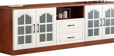 ZHENCHAO Kompakter TV-Schrank aus Massivholz, modernes weißes Aufbewahrungsmöbelstück für kleines Schlafzimmer