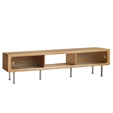 HOLGVE TV Schrank, Modernes Entertainment-Center, Glasschiebetür, Bodenstehende/aufhängbare Fernsehschrank, 59"/150 cm Fernsehtisch, TV-Schrank Mit Stauraum