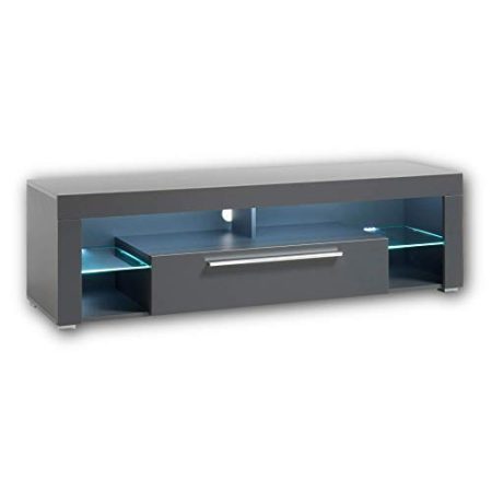 GOAL TV-Lowboard in Matt Grau mit LED-Beleuchtung - hochwertiges TV-Board mit viel Stauraum für Ihr Wohnzimmer - 153 x 44 x 44 cm (B/H/T)