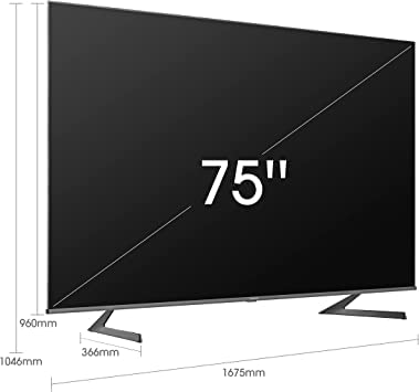 Hisense 75A76GQ QLED 4K Smart TV - 190,5 cm (75 Zoll) Dolby Vision & Atmos/ 60Hz Panel/Game Mode/UHD AI Upscaler/HDR10+/DVB-C/S/ S2/ T/ T2/WiFi/Bluetooth/Alexa/Google Assistant/anthrazit
