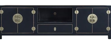 Fine Asianliving Chinesischer TV Lowboard Schwarz Bambus B190xT56xH56cm Chinesischer TV Schrank China Oriental Asiatique Fernsehschrank TV Regal TV Tisch TV Möbel TV Board