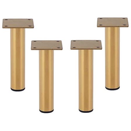 TONZN Möbelbeine, Ersatzfüße für Sofastützen aus Metall, TV-Schrank-Couchtischhalter aus Edelstahl, DIY-verdickte Runde mit Schrauben, Hardware-Zubehör (Golden 180 mm)
