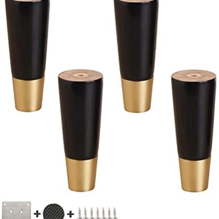 ZRDSZWZ Zuverlässige Möbelbeine, 4 × Massivholz-Sofa-Beine, gerade konische Möbelbeine, Stützfüße, Holz Couchtisch Bett Zubehör für TV-Tische Hocker (10,5–30,5 cm), Walnuss-Farbe, 15,5 cm