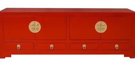 Fine Asianliving Chinesisches TV Lowboard Lucky Rot - Orientique Kollektion B130xT40xH45cm Chinesischer TV Schrank China Oriental Asiatique Fernsehschrank TV Regal TV Tisch TV Möbel TV Board