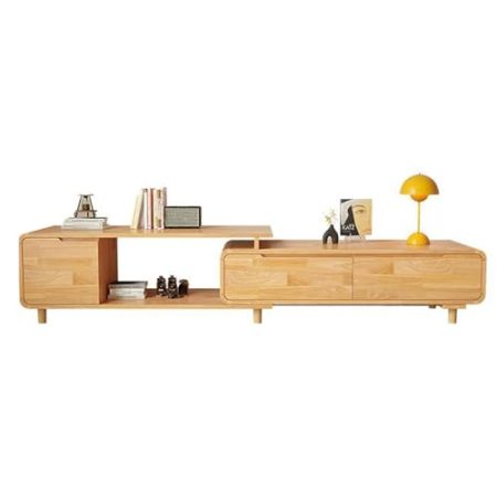 HJYryhyfddply Moderner Ausziehbarer Tv Schrank, Ausziehbare Medienkonsole aus Holz for Fernseher Bis Zu 100 Zoll, Tv-Konsole mit 3 Schubladen