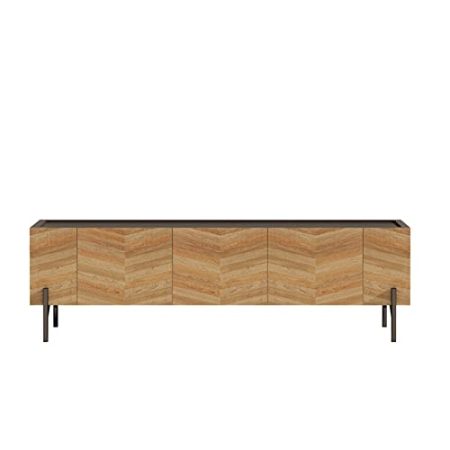 FJVJBNN Fernsehständer TV-Schrank Schlicht Massivholz Fischgrätenmuster Parkett Wohnzimmer Wand- und Bodenschrank Kombination Multifunktions