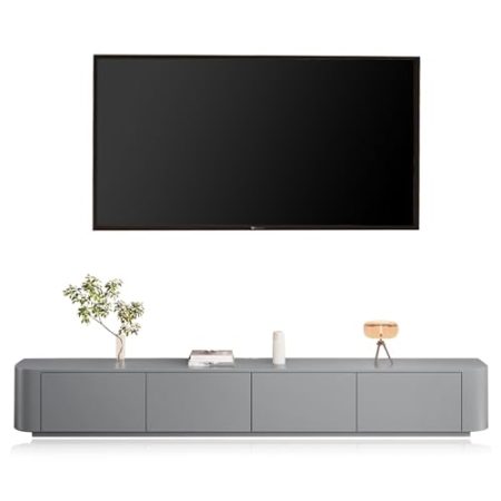 Generisch Moderner TV-Ständer, Entertainment-Center mit 2 Schubladen und Regalen, großer Medienkonsolentisch, TV-Schrank mit Stauraum für das Wohnzimmer (grau, 240 cm)