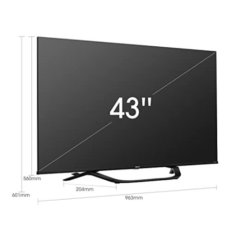 Hisense 43A67H 108cm (43 Zoll) Fernseher, 4K UHD, Smart TV, HDR, Dolby Vision, Triple Tuner DVB-C/S/S2/T/T2, Frameless, Wifi, Alexa Built-In, DTS Virtual X, Hotel Mode, Schwarz [2022]