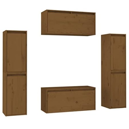 GaRcan 6 x TV-Schränke aus massivem Kiefernholz, für Zuhause, Wohnzimmer, Unterhaltungszentrum, Wandmontage, Hängeregal, schwimmende Aufbewahrung, TV-Ständer, Honigbraun (Honigbraun)