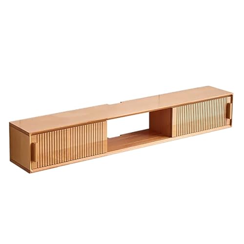FCYNNV TV Schrank 59-Zoll-schwebende TV-Ständer, modernes Entertainment-Center, TV-Konsole mit Stauraum, Schiebetürdesign, an der Wand montierter TV-Schrank, für Wohnzimmer, Schlafzimmer (Natur B)