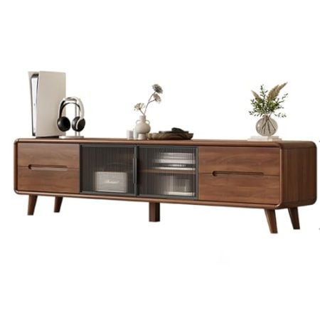 HOLGVE TV Schrank, Entertainment-Center, Fernsehtisch Holz Mit Stauraum, Fernsehschrank for Bodenstehendes Wohnzimmer, Medienkonsole for Schlafzimmer(200 x 34.5 x45 cm/78.7x13.6x17.7in)