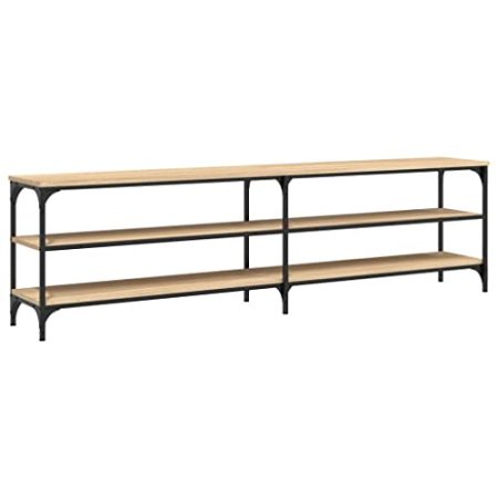 GaRcan TV-Schrank, TV-Ständer mit Regalen, Medienschrank für Wohnzimmer, Unterhaltungszentrum, Industrie-Stil, Sonoma-Eiche, Holzwerkstoff und Metall (Sonoma-Eiche)