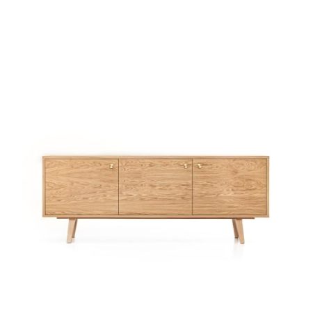 TV Schrank "PRIMULA", Eiche Furnier, 3 Türen, skandinavisches Anrichte, 190 x 66 x 43 cm