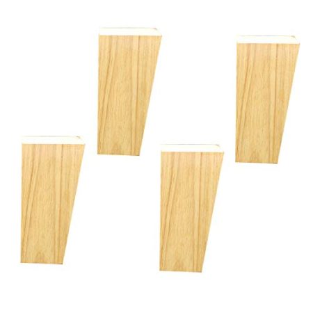 TONZN Massivholz-Möbelbeine, Holzsofa-Stützfüße X4, quadratische DIY-Schrank-TV-Schrank-Ersatzbeine, Holzhalterungen, Hardware-Zubehör mit Schrauben (Holzfarbe 12 cm)